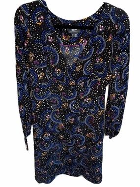 Maeve Anthropologie size 4 Long Sleeve Dress- Black White Blue Print. Pockets